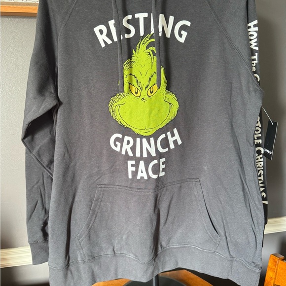 Grinch Face Graphic Men's Sweater - Charcoal - Picture 1 of 3